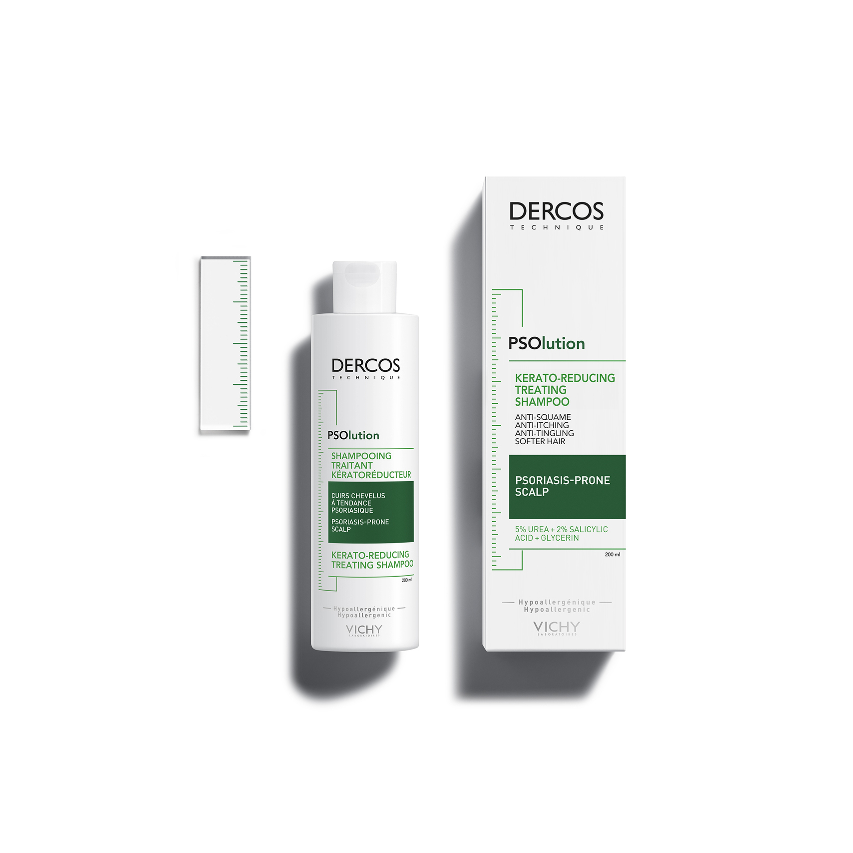 Кераторегулирующий шампунь для кожи головы, склонной к псориазу DERCOS PSOlution, Vichy, 1 668 руб.